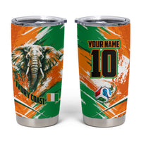 Personalized Ivory Coast Football Tumbler Cup Elephant Football Splatter Art