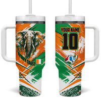 Personalized Ivory Coast Football Tumbler With Handle Elephant Football Splatter Art
