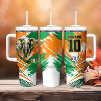 Personalized Ivory Coast Football Tumbler With Handle Elephant Football Splatter Art