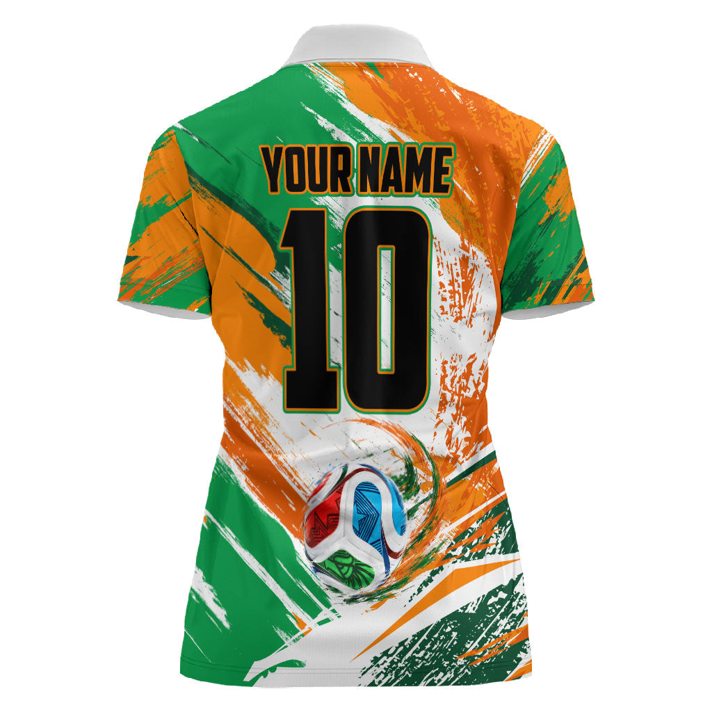 Personalized Ivory Coast Football Women Polo Shirt Elephant Football Splatter Art