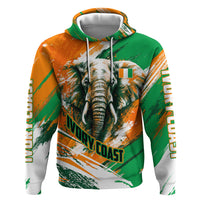 Personalized Ivory Coast Football Zip Hoodie Elephant Football Splatter Art