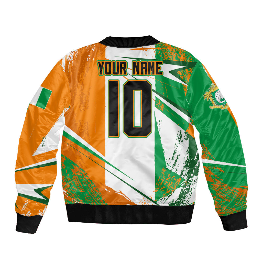 Personalized Ivory Coast Football Bomber Jacket African Elephant Trophy