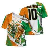Personalized Ivory Coast Football Cross Shoulder Shirt African Elephant Trophy
