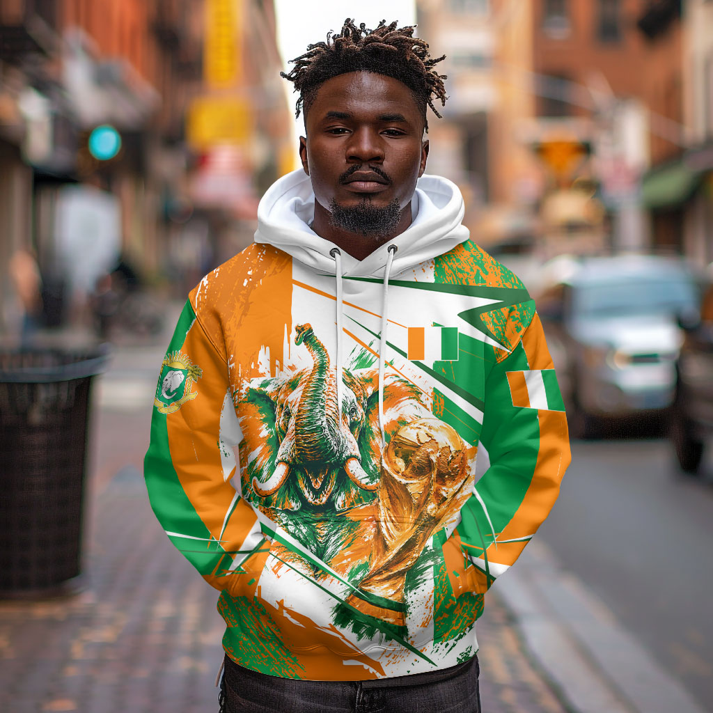 Personalized Ivory Coast Football Hoodie African Elephant Trophy