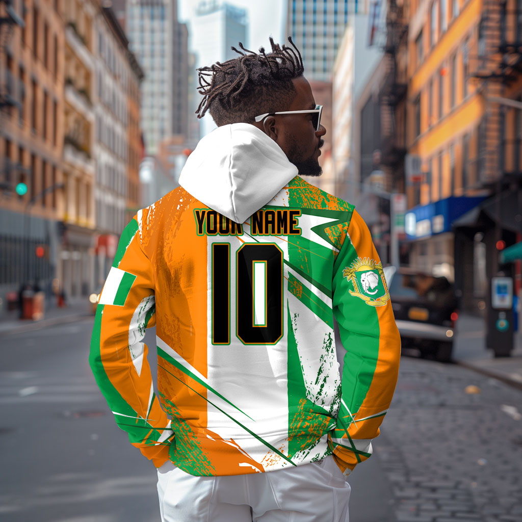 Personalized Ivory Coast Football Hoodie African Elephant Trophy