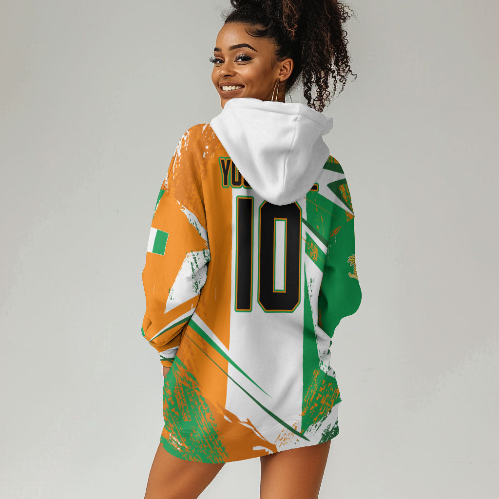 Personalized Ivory Coast Football Hoodie Dress African Elephant Trophy