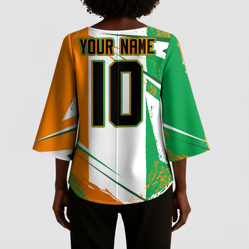 Personalized Ivory Coast Football Kimono Sleeve Blouse African Elephant Trophy