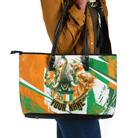 Personalized Ivory Coast Football Leather Tote Bag African Elephant Trophy