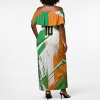 Personalized Ivory Coast Football Off Shoulder Maxi Dress African Elephant Trophy