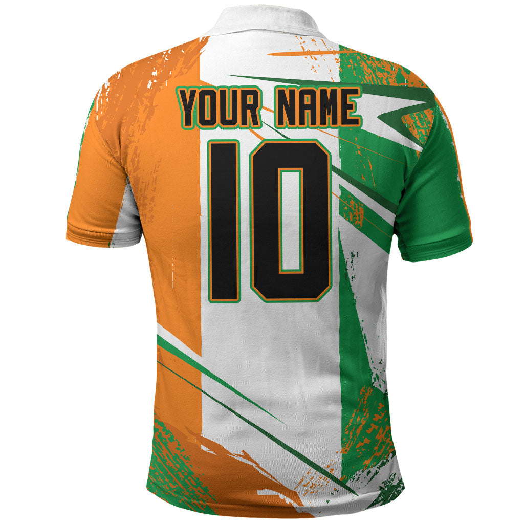 Personalized Ivory Coast Football Polo Shirt African Elephant Trophy