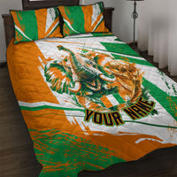 Personalized Ivory Coast Football Quilt Bed Set African Elephant Trophy