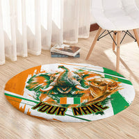 Personalized Ivory Coast Football Round Carpet African Elephant Trophy