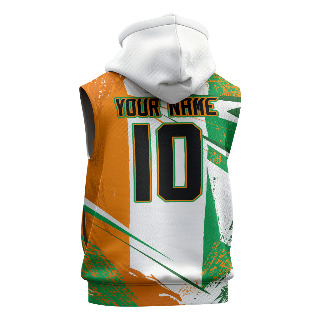 Personalized Ivory Coast Football Sleeveless Hoodie African Elephant Trophy