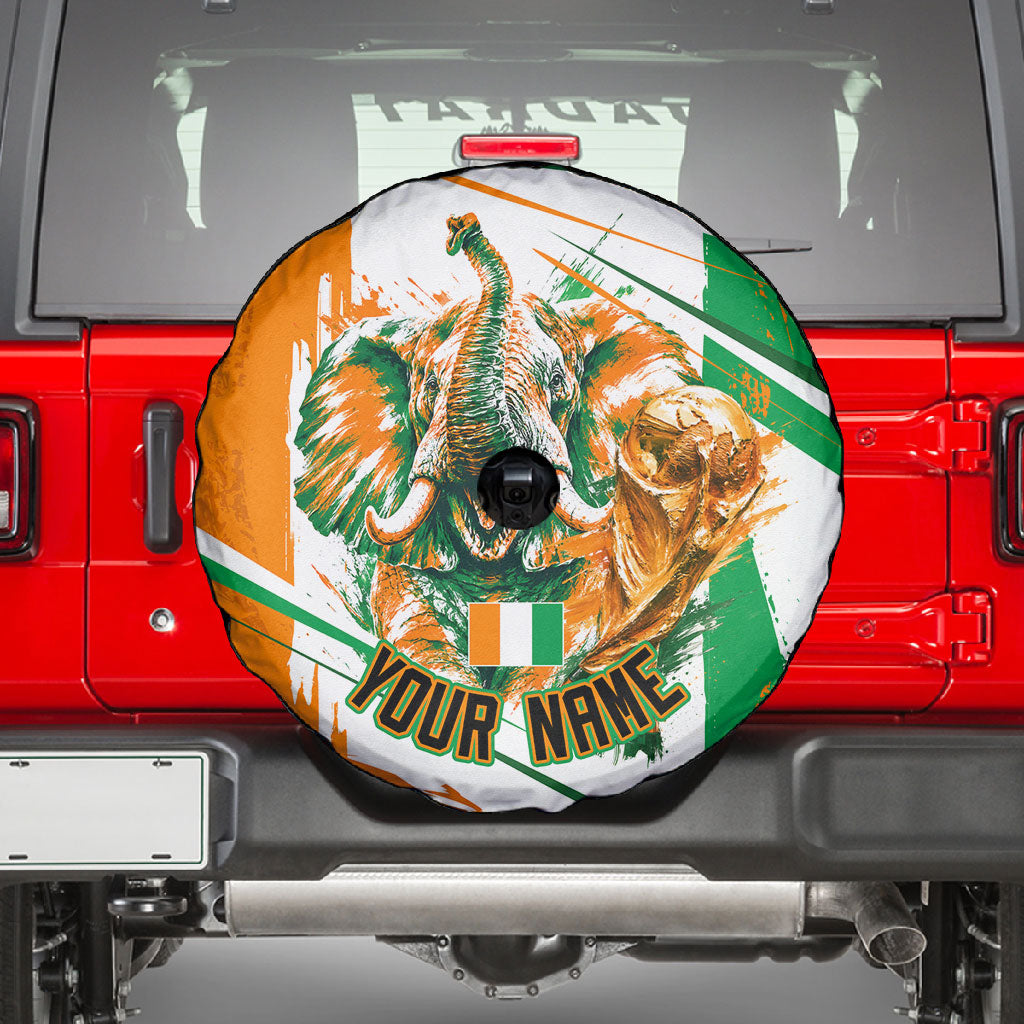 Personalized Ivory Coast Football Spare Tire Cover African Elephant Trophy