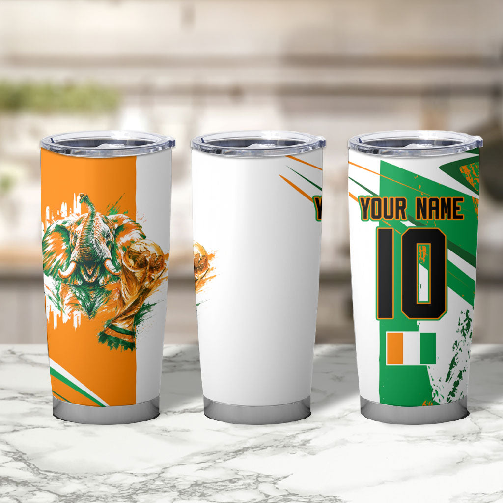 Personalized Ivory Coast Football Tumbler Cup African Elephant Trophy