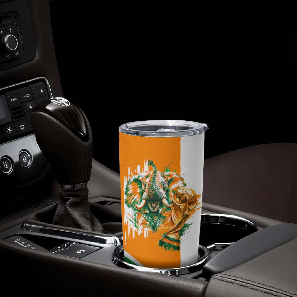 Personalized Ivory Coast Football Tumbler Cup African Elephant Trophy