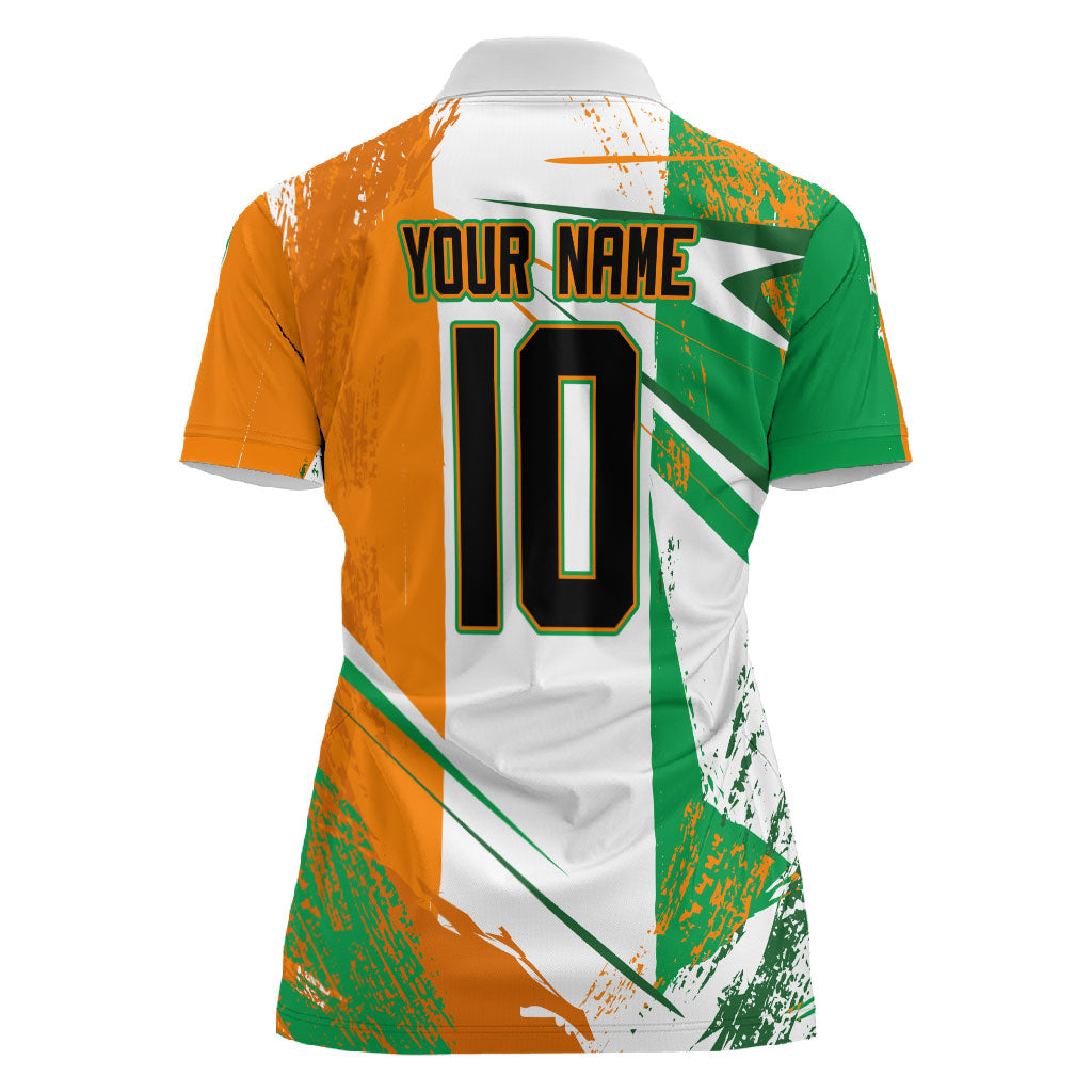 Personalized Ivory Coast Football Women Polo Shirt African Elephant Trophy