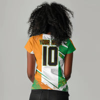 Personalized Ivory Coast Football Women V-Neck T-Shirt African Elephant Trophy