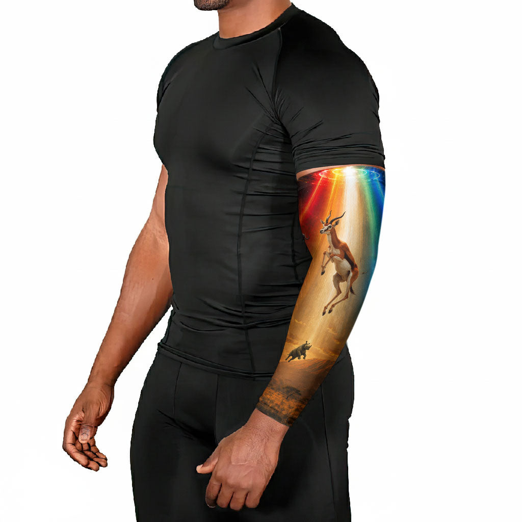 South Africa Safari UFO Arm Sleeves African Wildlife Sci-Fi Galaxy Space And Mandela