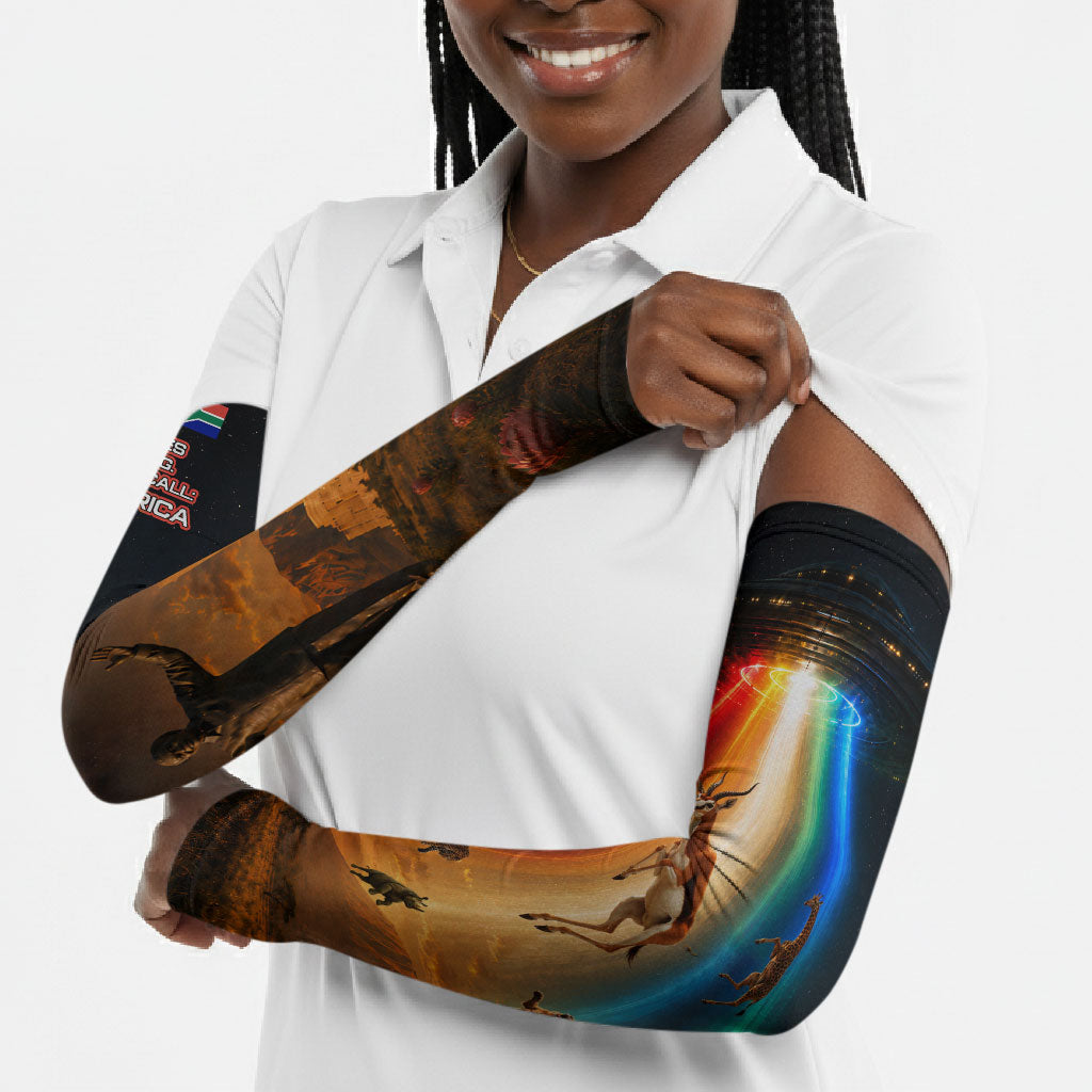 South Africa Safari UFO Arm Sleeves African Wildlife Sci-Fi Galaxy Space And Mandela