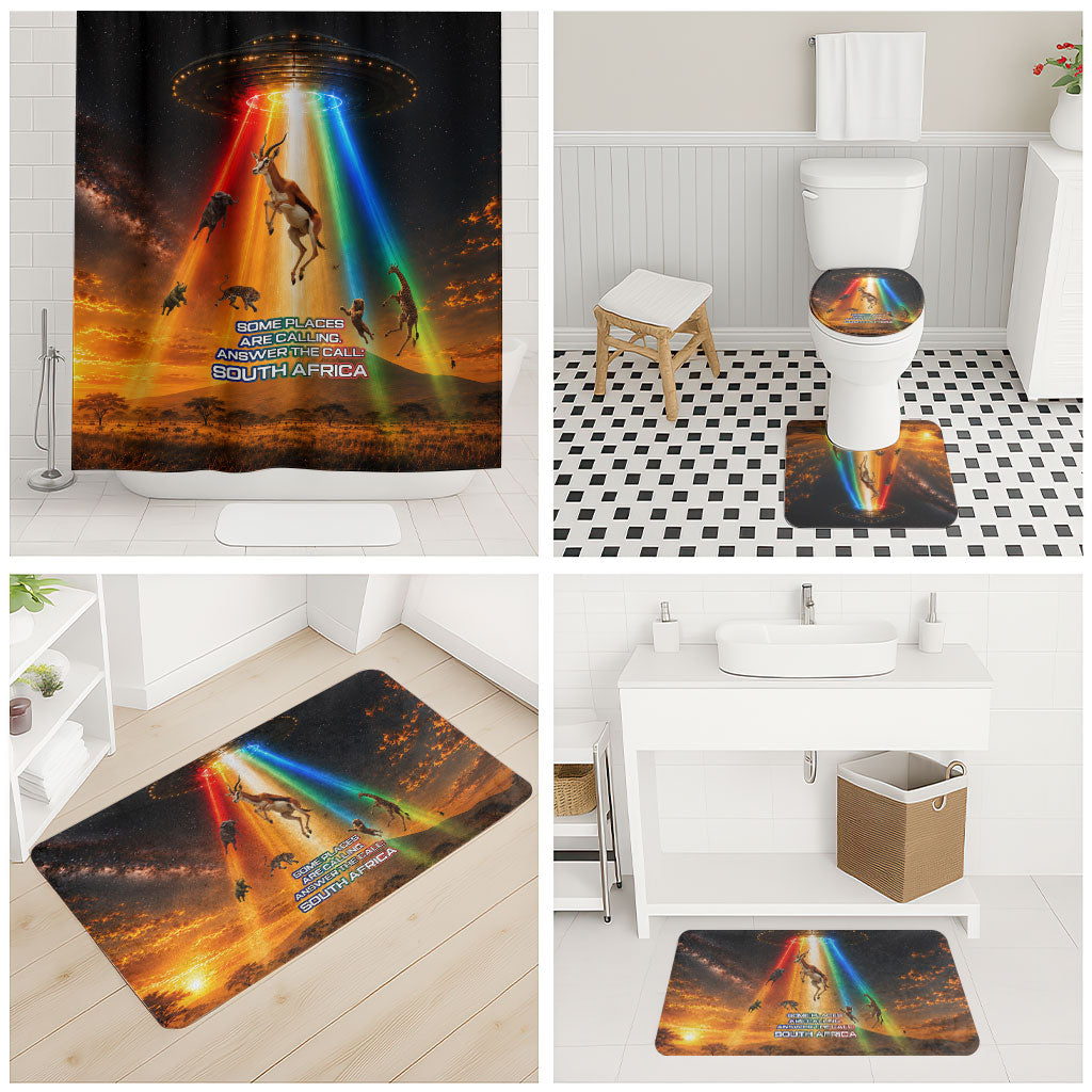 South Africa Safari UFO Bathroom Set African Wildlife Sci-Fi Galaxy Space And Mandela