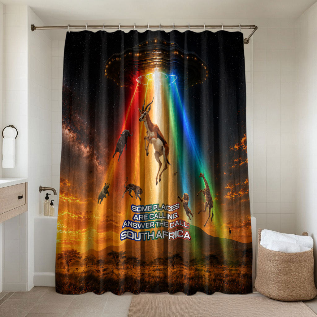 South Africa Safari UFO Bathroom Set African Wildlife Sci-Fi Galaxy Space And Mandela