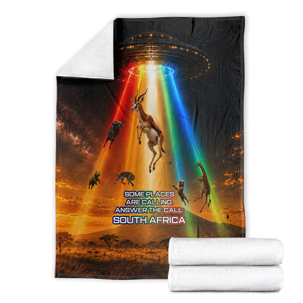 South Africa Safari UFO Blanket African Wildlife Sci-Fi Galaxy Space And Mandela