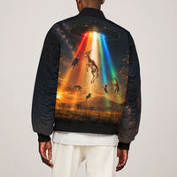 South Africa Safari UFO Bomber Jacket African Wildlife Sci-Fi Galaxy Space And Mandela