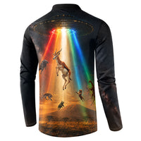 South Africa Safari UFO Button Sweatshirt African Wildlife Sci-Fi Galaxy Space And Mandela