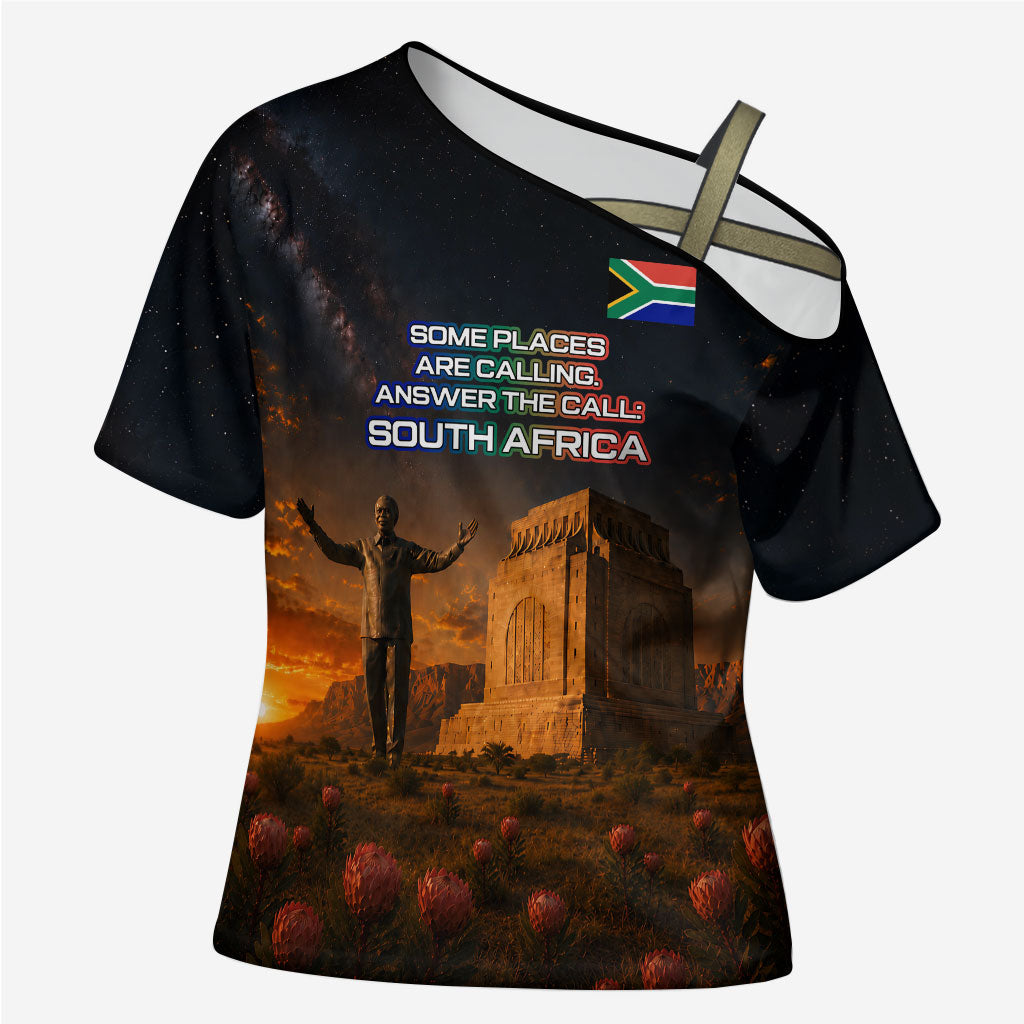 South Africa Safari UFO Cross Shoulder Shirt African Wildlife Sci-Fi Galaxy Space And Mandela
