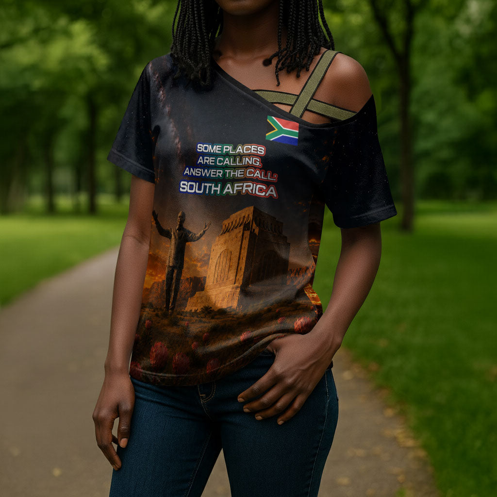 South Africa Safari UFO Cross Shoulder Shirt African Wildlife Sci-Fi Galaxy Space And Mandela