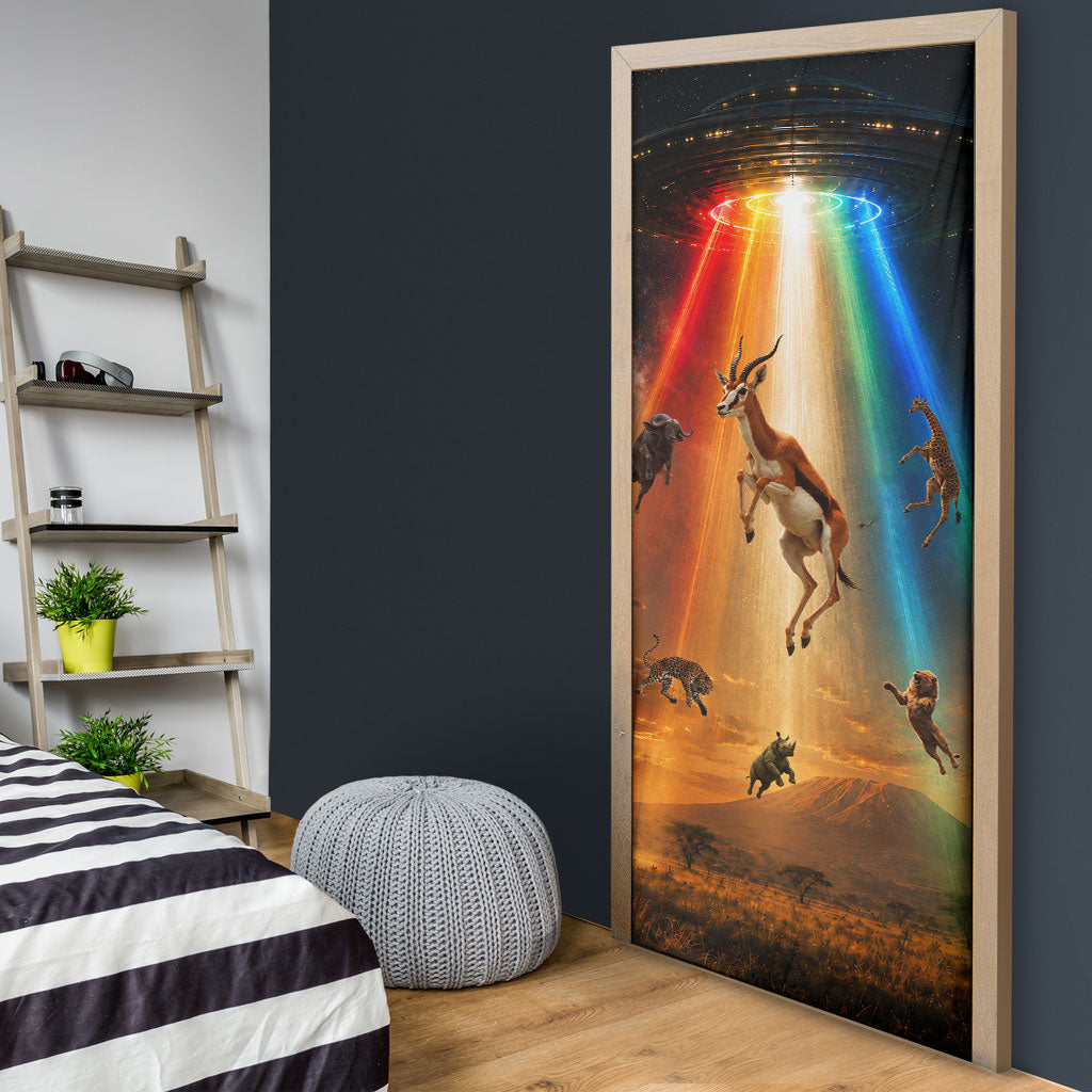 South Africa Safari UFO Door Cover African Wildlife Sci-Fi Galaxy Space And Mandela