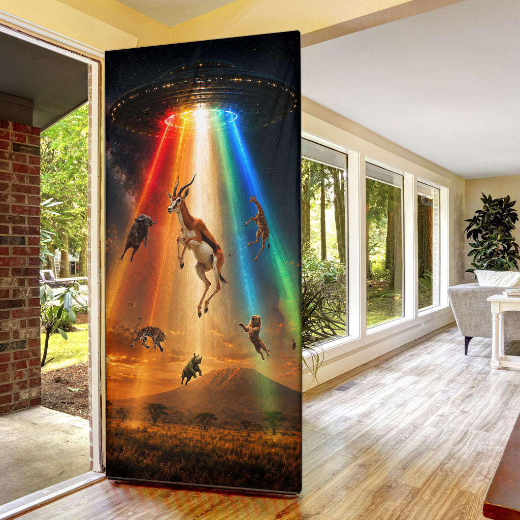 South Africa Safari UFO Door Cover African Wildlife Sci-Fi Galaxy Space And Mandela