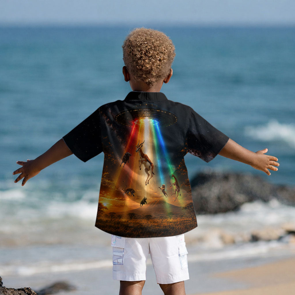 South Africa Safari UFO Kid Hawaiian Shirt African Wildlife Sci-Fi Galaxy Space And Mandela