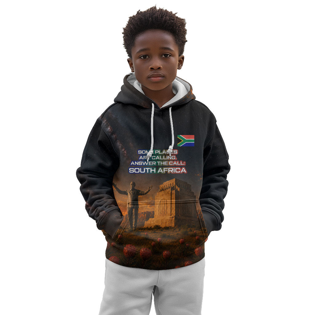 South Africa Safari UFO Kid Hoodie African Wildlife Sci-Fi Galaxy Space And Mandela
