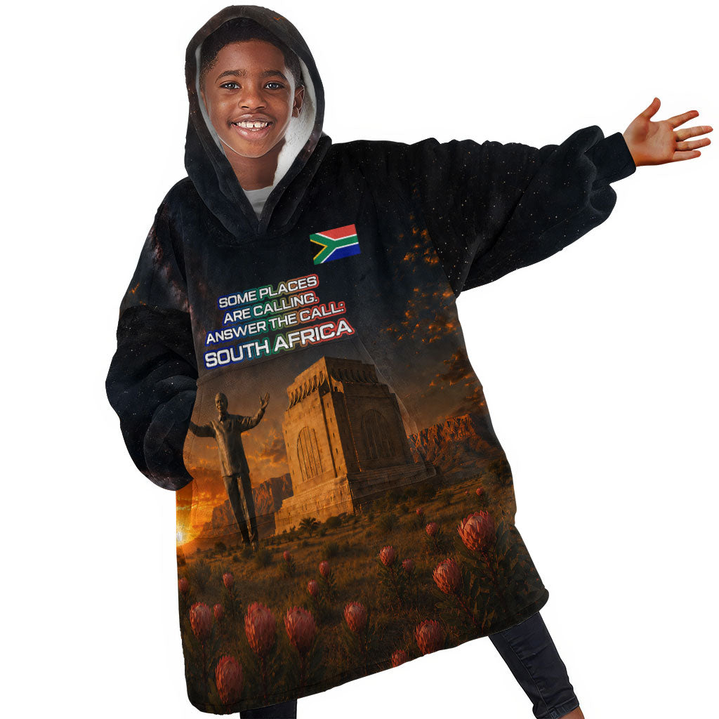 South Africa Safari UFO Kid Wearable Blanket Hoodie African Wildlife Sci-Fi Galaxy Space And Mandela