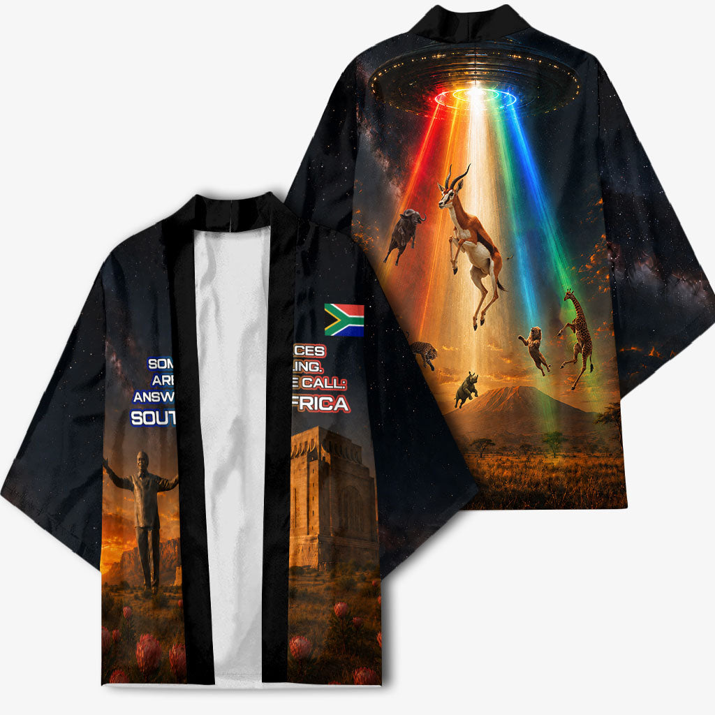 South Africa Safari UFO Kimono African Wildlife Sci-Fi Galaxy Space And Mandela