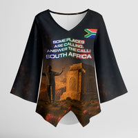 South Africa Safari UFO Kimono Sleeve Blouse African Wildlife Sci-Fi Galaxy Space And Mandela