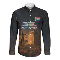South Africa Safari UFO Long Sleeve Button Shirt African Wildlife Sci-Fi Galaxy Space And Mandela