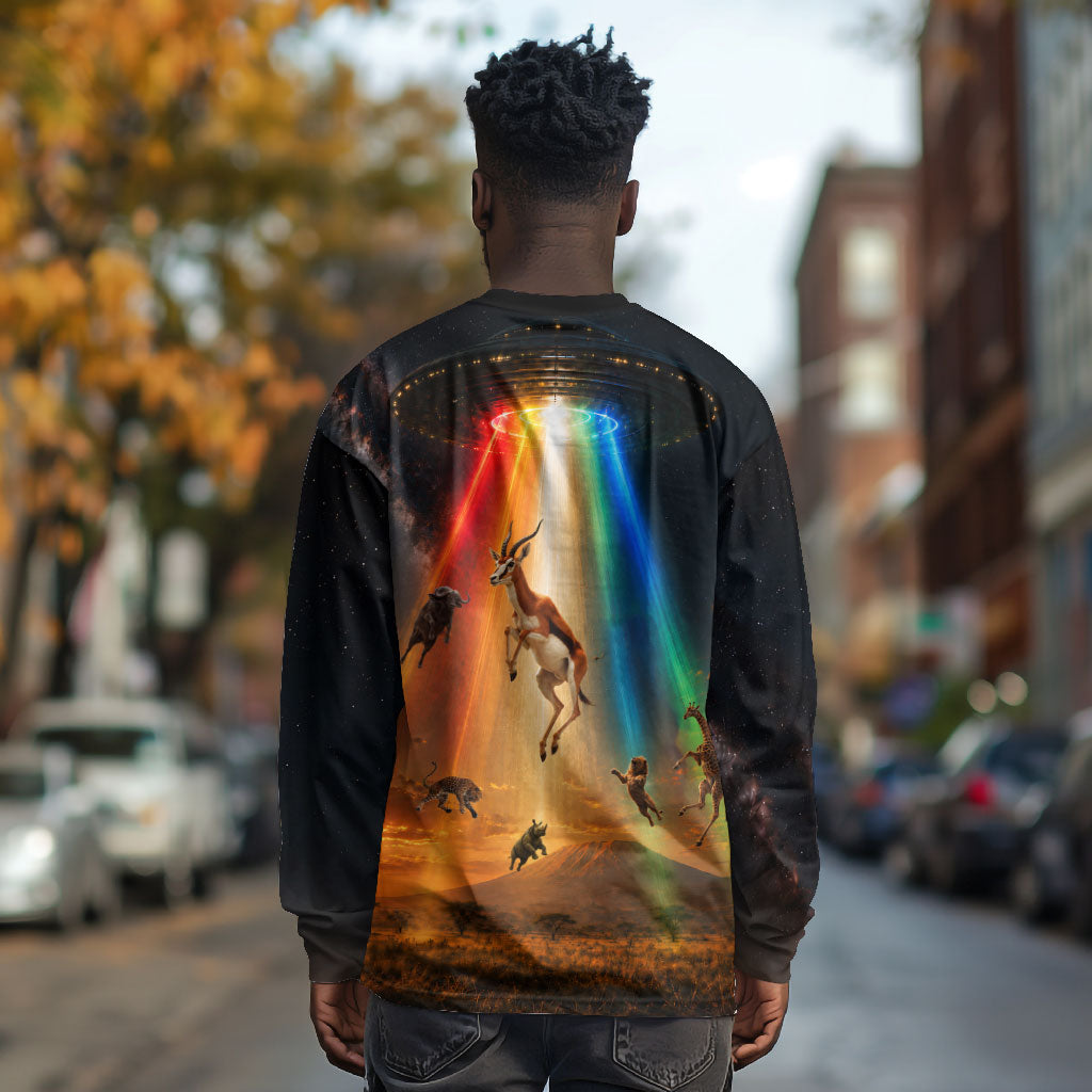 South Africa Safari UFO Long Sleeve Shirt African Wildlife Sci-Fi Galaxy Space And Mandela