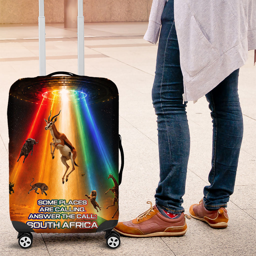South Africa Safari UFO Luggage Cover African Wildlife Sci-Fi Galaxy Space And Mandela