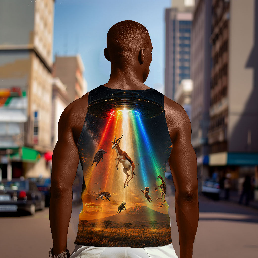South Africa Safari UFO Men Tank Top African Wildlife Sci-Fi Galaxy Space And Mandela