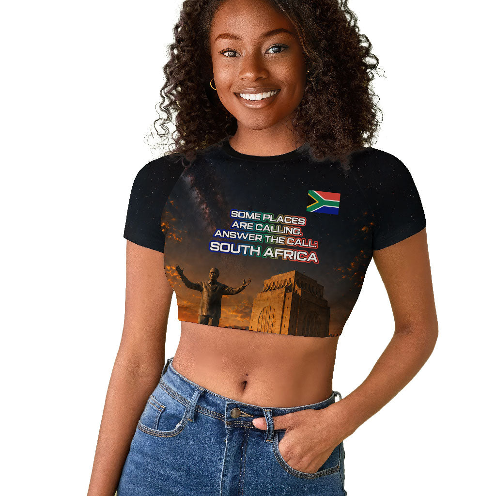 South Africa Safari UFO Raglan Cropped T shirt African Wildlife Sci-Fi Galaxy Space And Mandela