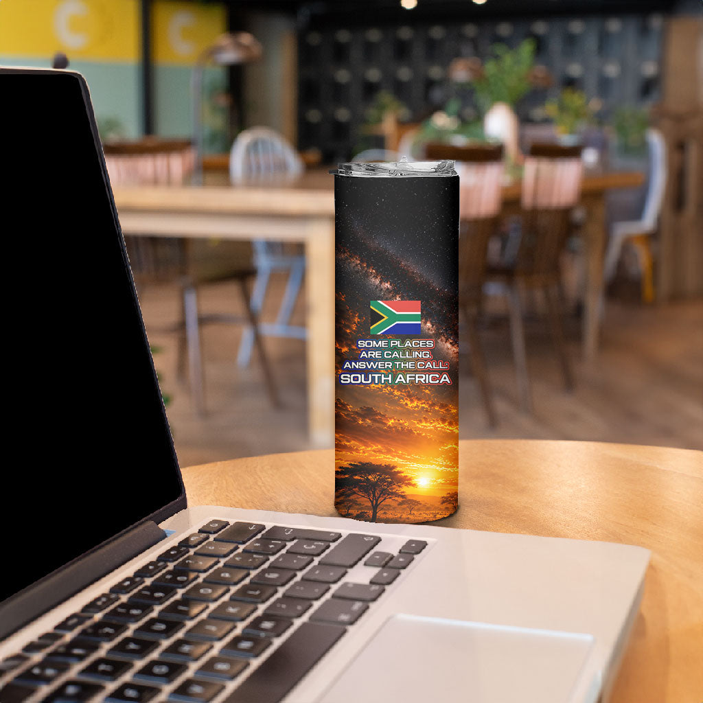 South Africa Safari UFO Skinny Tumbler African Wildlife Sci-Fi Galaxy Space And Mandela