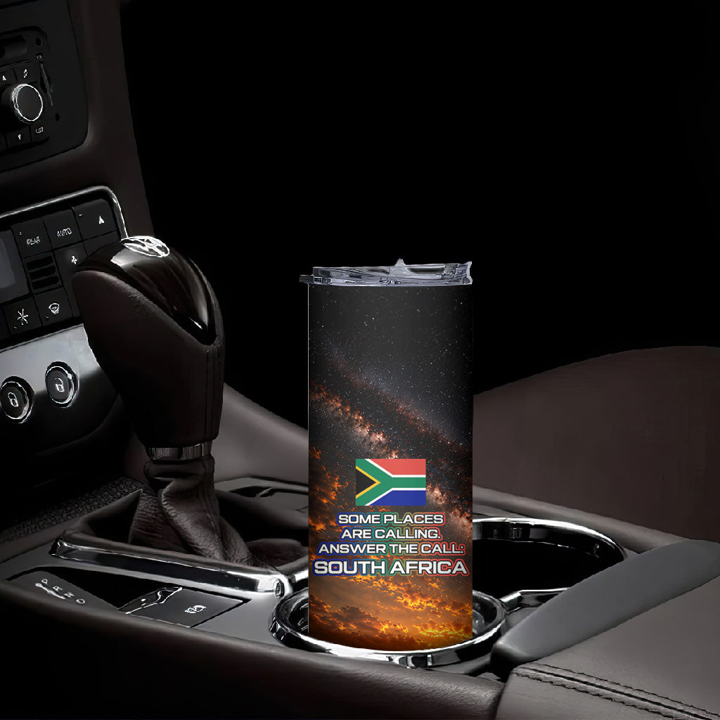 South Africa Safari UFO Skinny Tumbler African Wildlife Sci-Fi Galaxy Space And Mandela