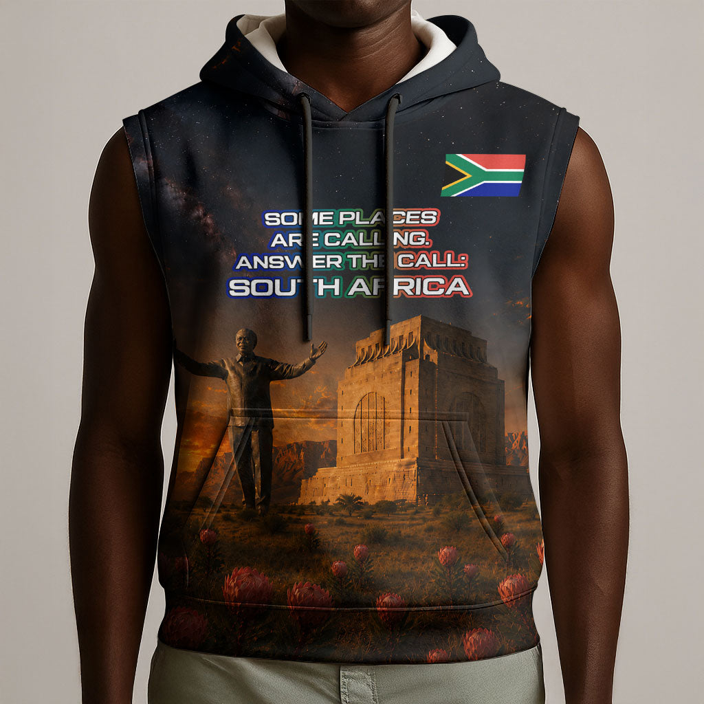 South Africa Safari UFO Sleeveless Hoodie African Wildlife Sci-Fi Galaxy Space And Mandela
