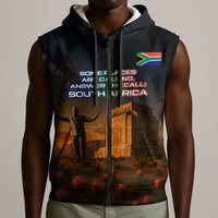 South Africa Safari UFO Sleeveless Zip Hoodie African Wildlife Sci-Fi Galaxy Space And Mandela