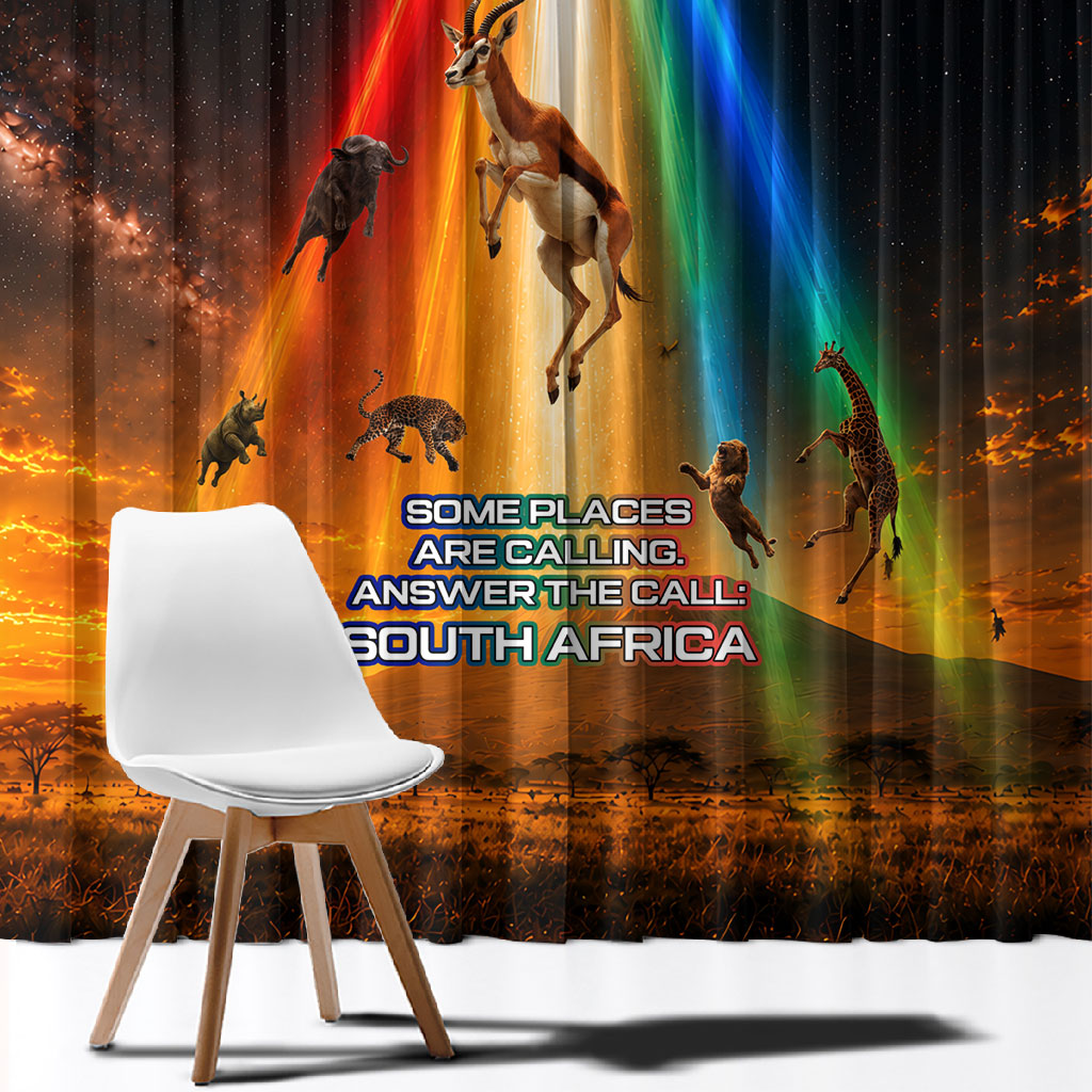 South Africa Safari UFO Window Curtain African Wildlife Sci-Fi Galaxy Space And Mandela