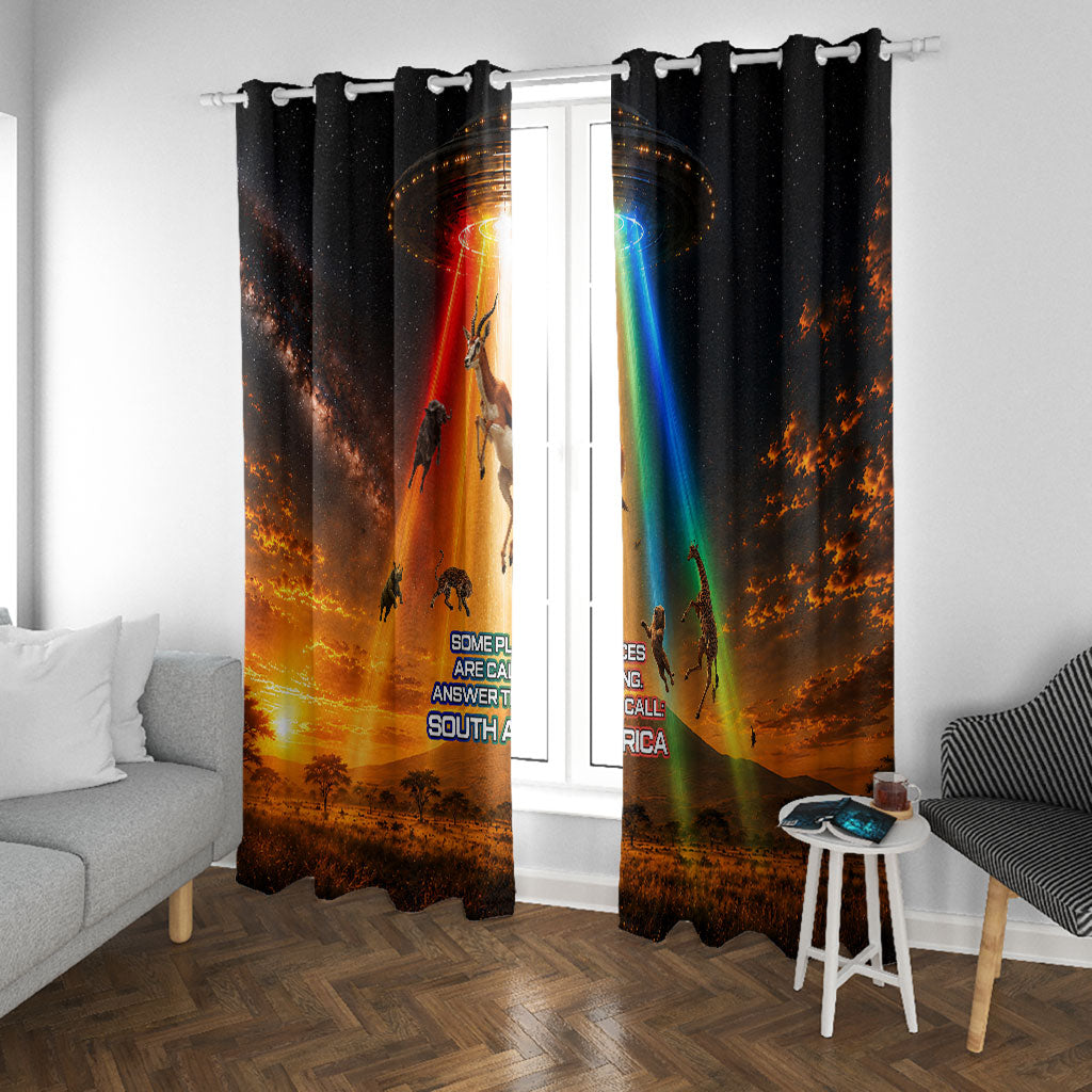 South Africa Safari UFO Window Curtain African Wildlife Sci-Fi Galaxy Space And Mandela