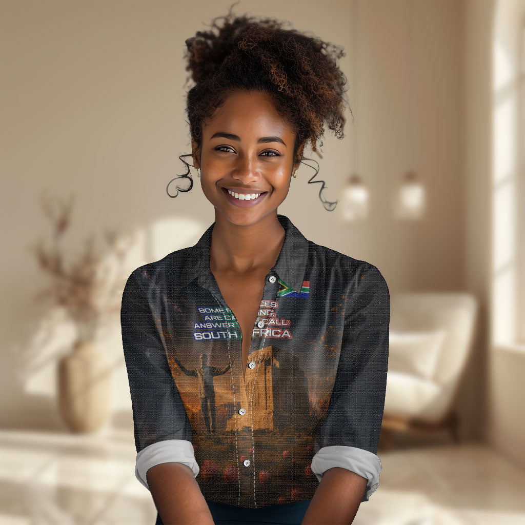 South Africa Safari UFO Women Casual Shirt African Wildlife Sci-Fi Galaxy Space And Mandela